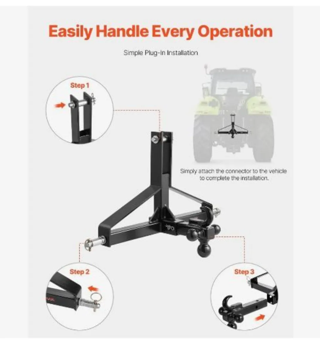 3 Point Trailer Hitch with 2 in Receiver - Image 2