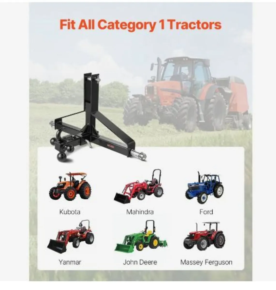 3 Point Trailer Hitch with 2 in Receiver - Image 3