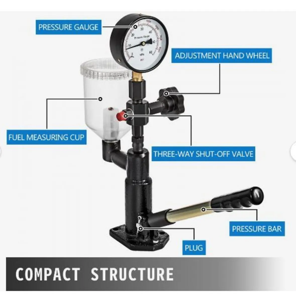 600 Bar Injector Tester 0.8L Fuel Pressure Gauge - Image 4