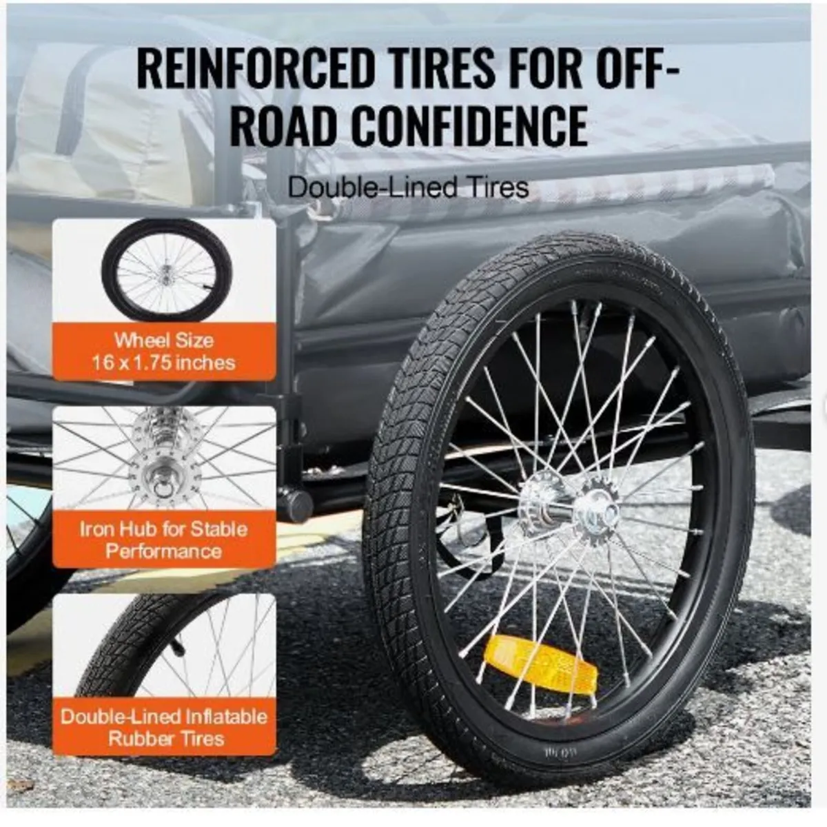 Bike Cargo Trailer, 72.5 kg Load Capacity - Image 2