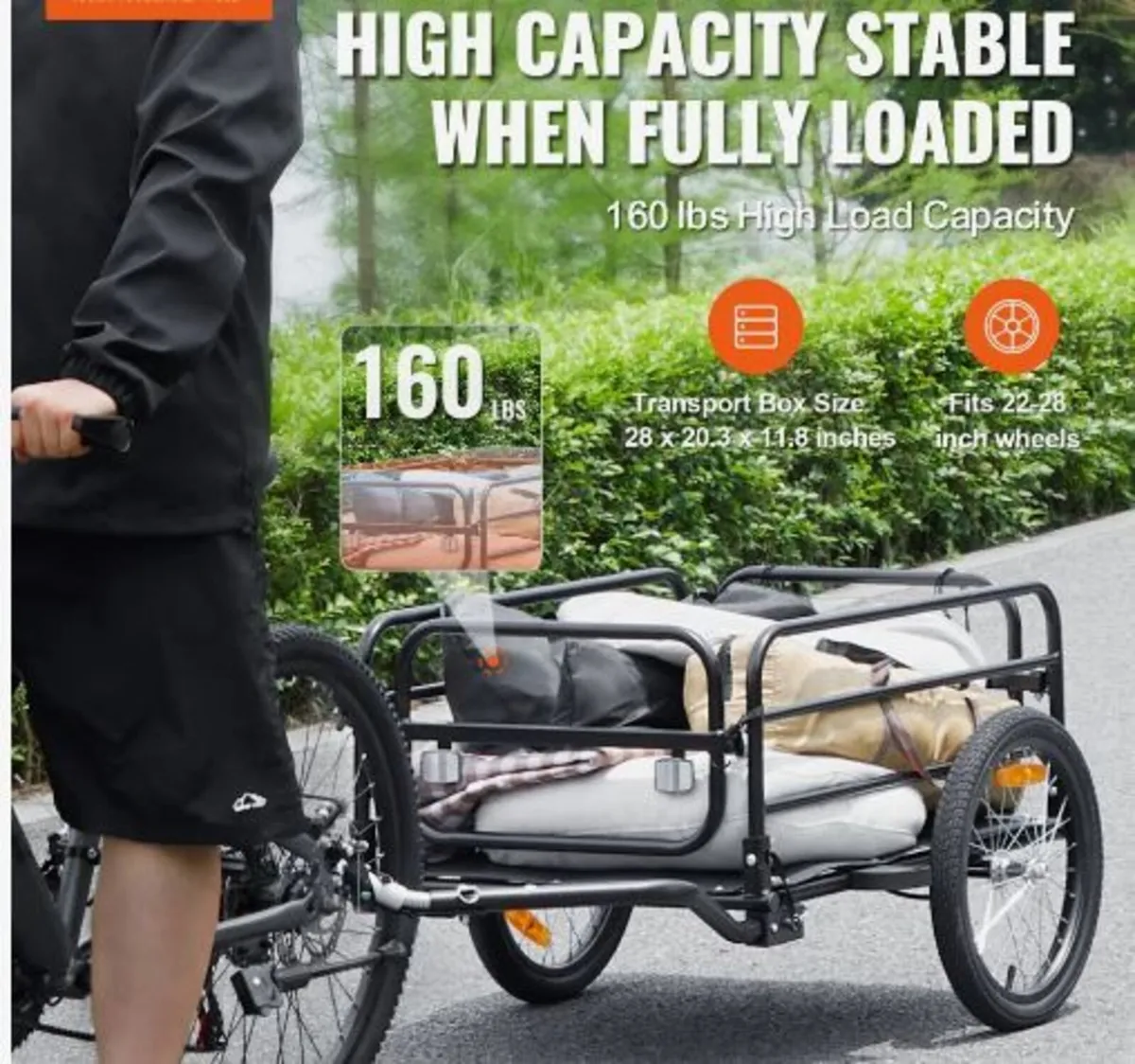 Bike Cargo Trailer, 72.5 kg Load Capacity - Image 3