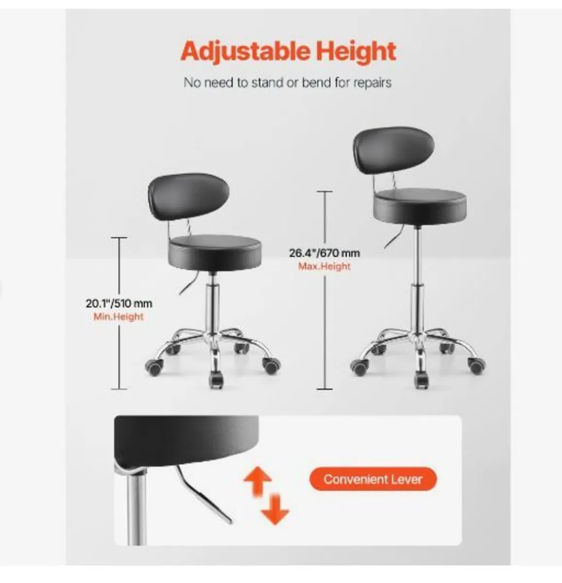 Shop Stool with Backrest - Image 3