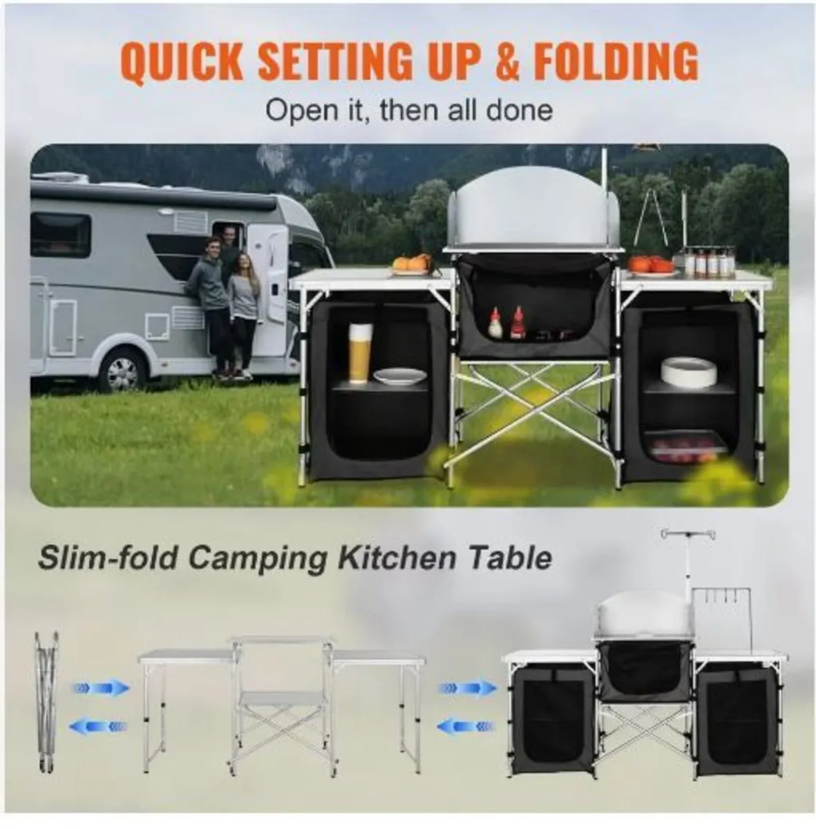 Camping Kitchen Table, Folding Outdoor - Image 3