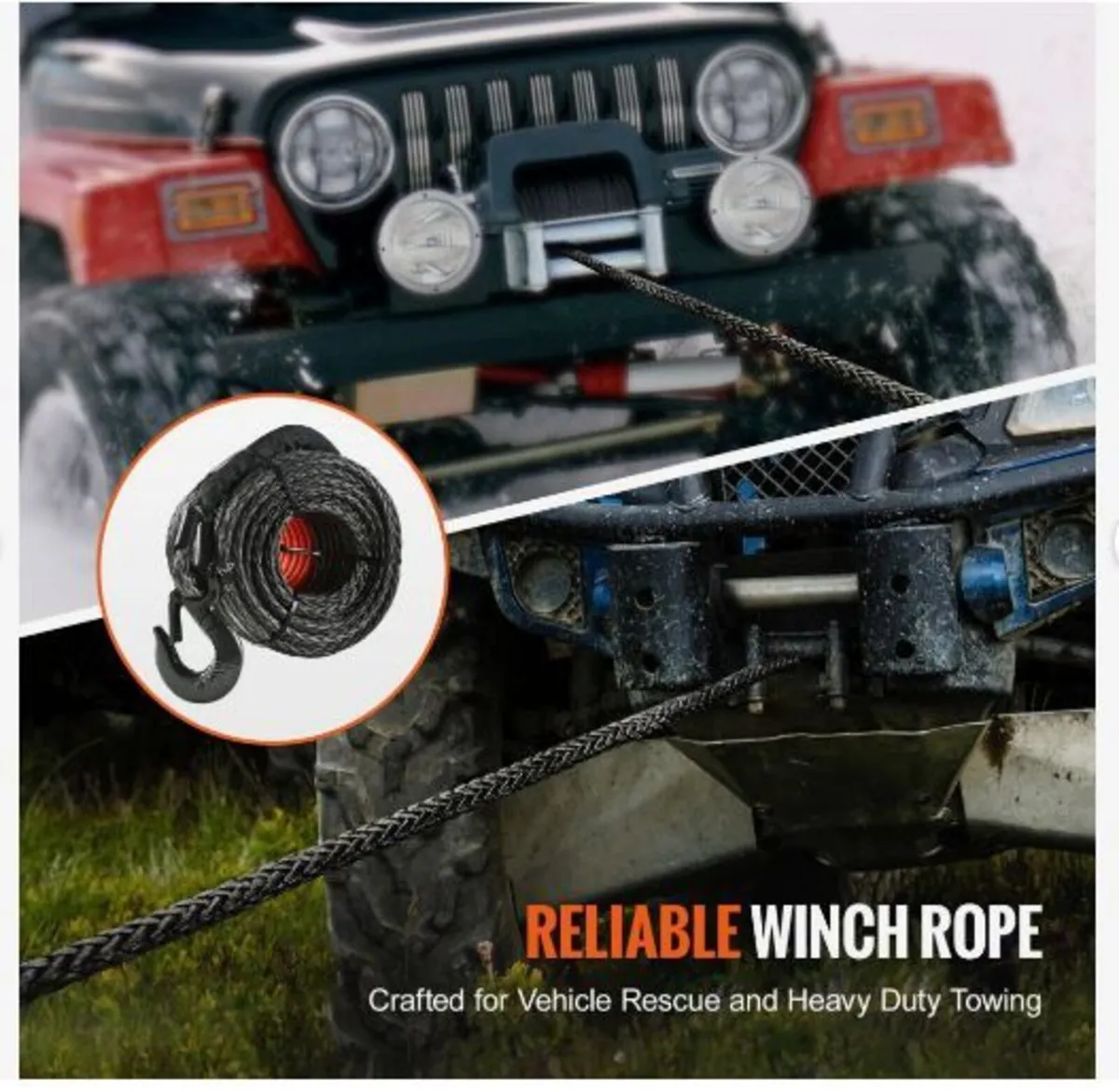 Synthetic Winch Rope, 9.5 mm x 30.48 m - Image 3