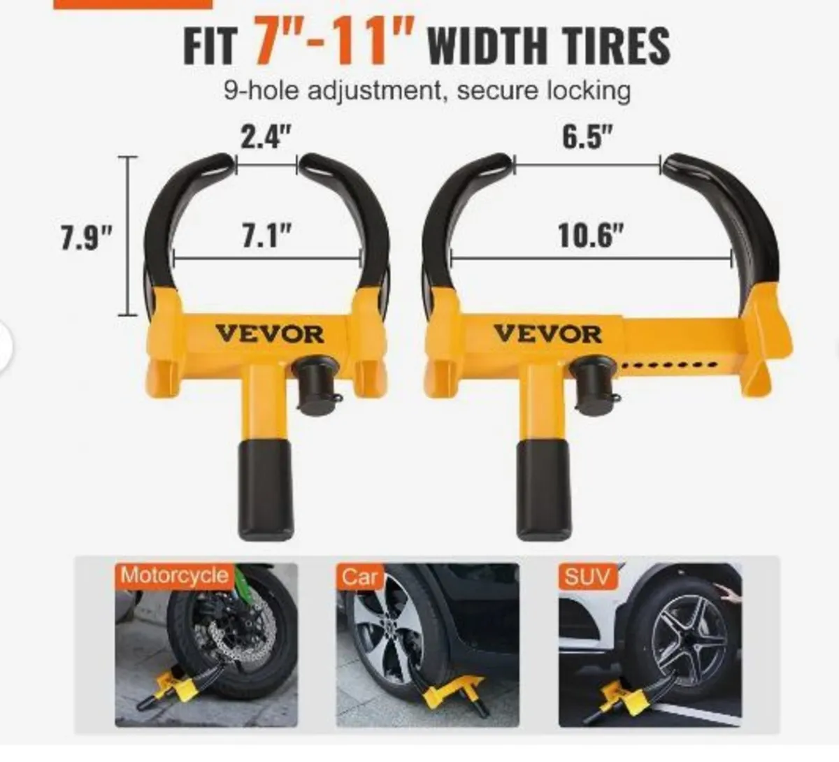 Wheel Lock, 2 Packs Universal Wheel Clamp - Image 2
