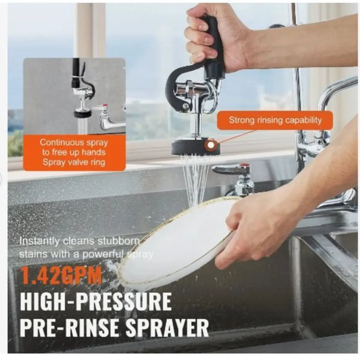 Commercial Faucet with Pre-Rinse Sprayer - Image 4