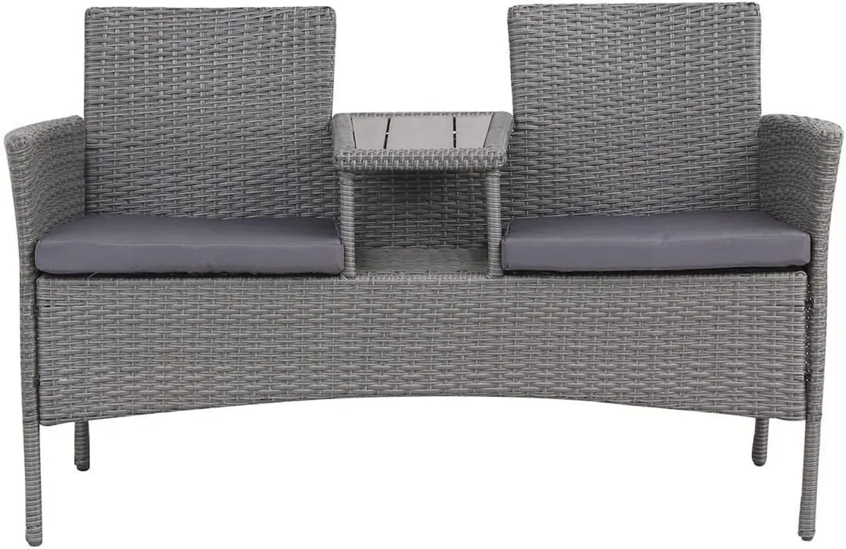 Lisbon Rattan 2 Seater Companion Partner Bench - Image 1