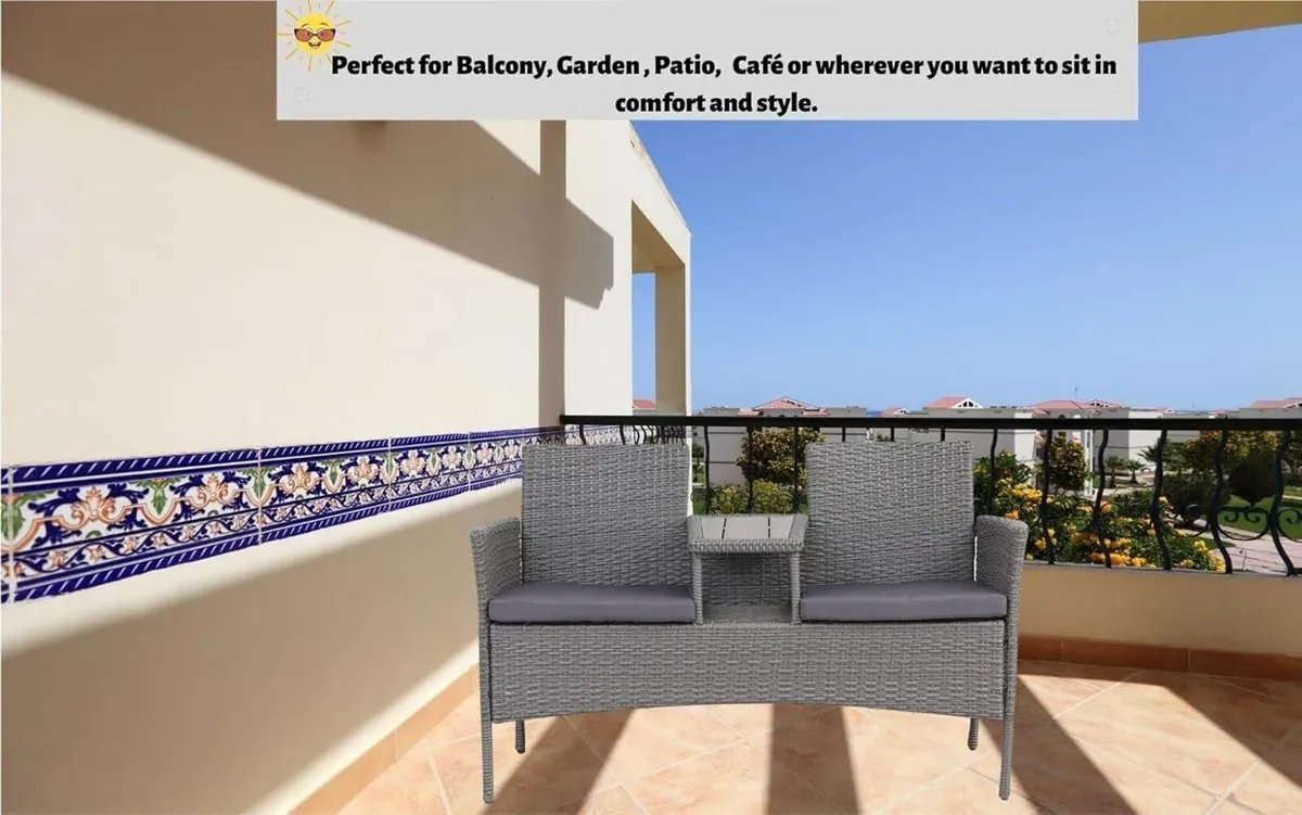 Lisbon Rattan 2 Seater Companion Partner Bench - Image 4