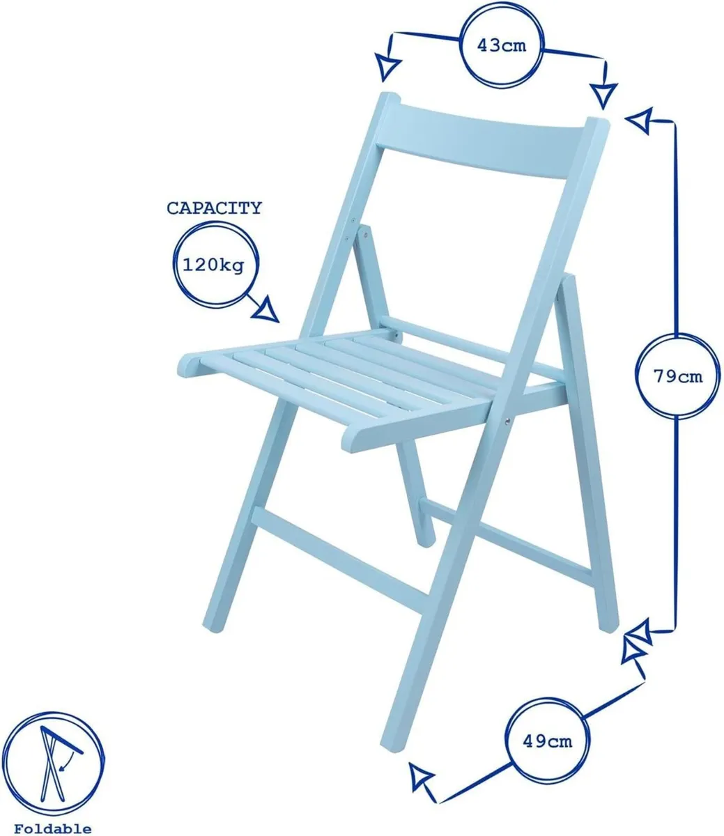 Beech Wood Folding Chairs - Sage Green 2x Wooden - Image 4