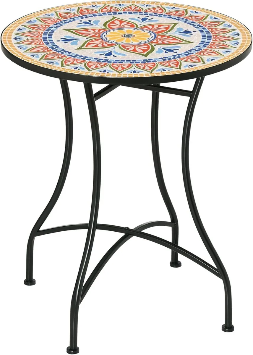 60 cm Mosaic Garden Table Small Round Outdoor - Image 1