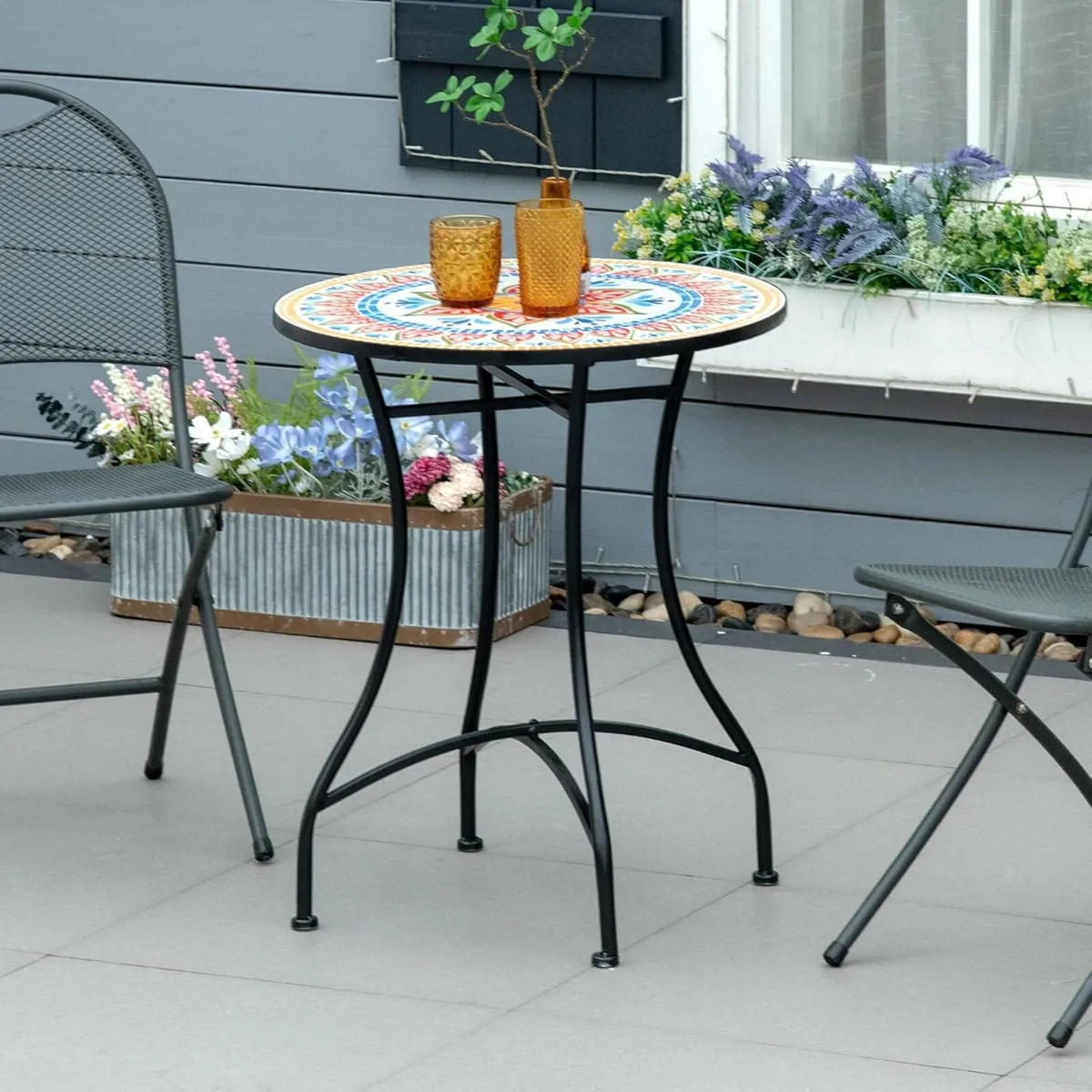 60 cm Mosaic Garden Table Small Round Outdoor - Image 2