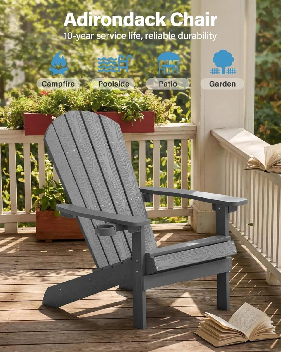 Adirondack Chair for Outdoor Garden: Plastic - Image 4