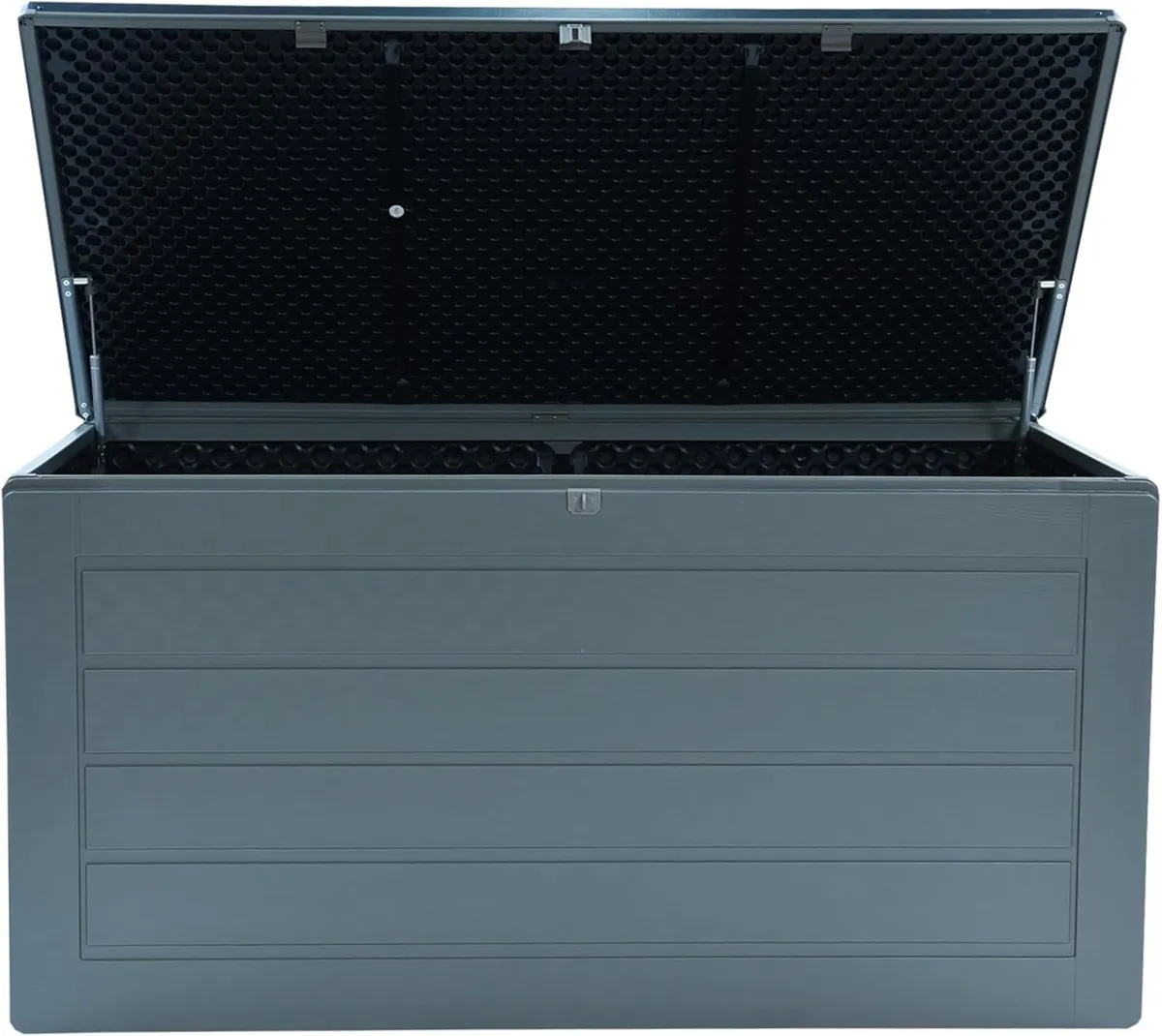 Grey Lockable Storage Patio Box with Sit-on Lid - Image 1