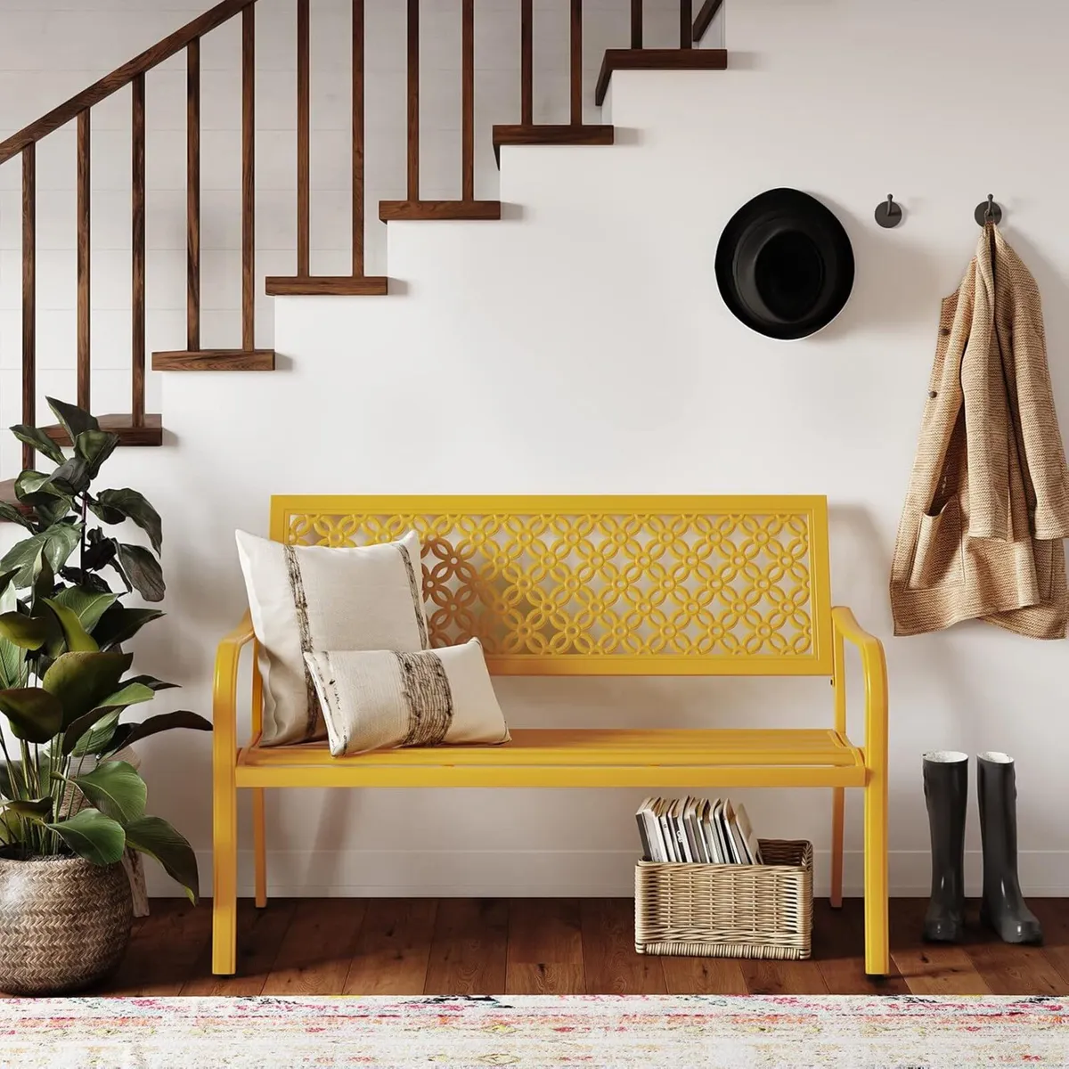 Garden Bench Outdoor with 2-3 Seater Rust - Image 4