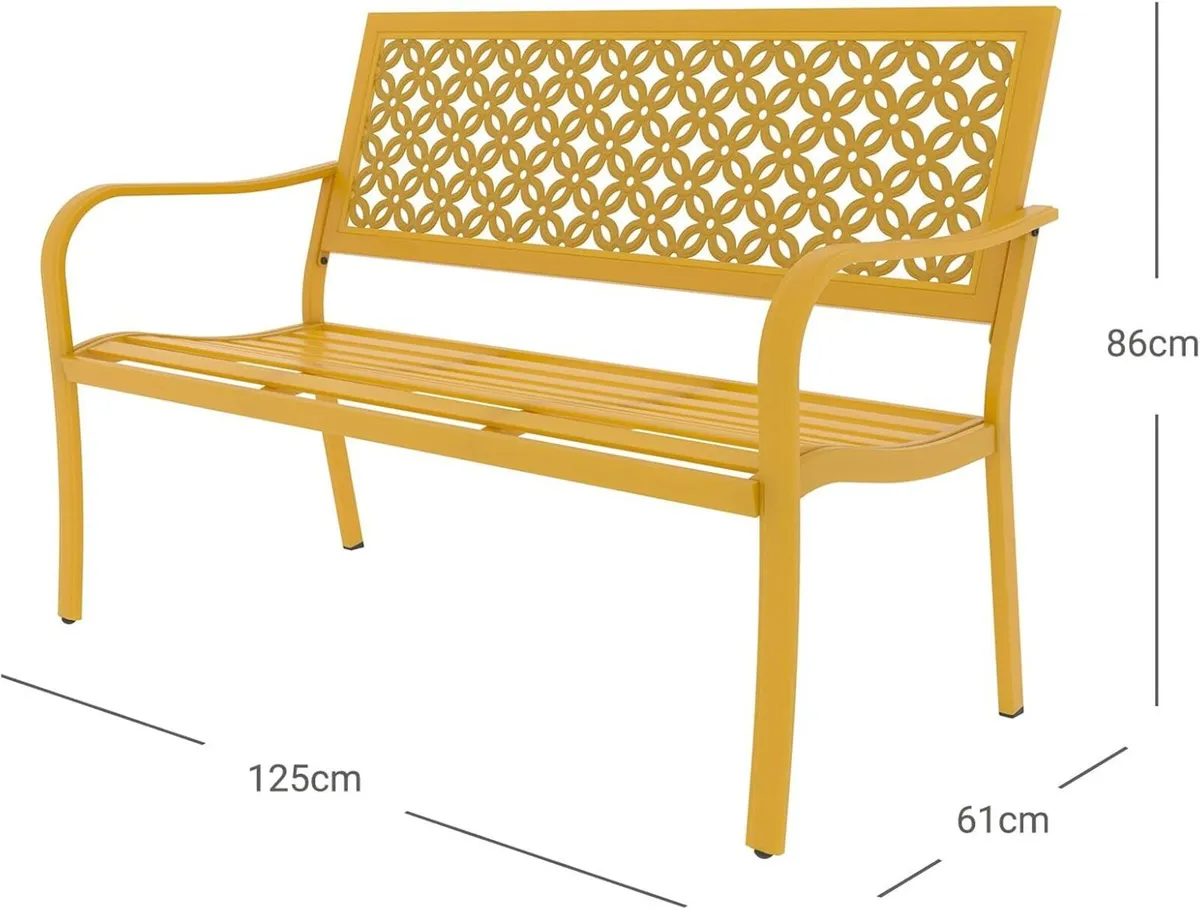 Garden Bench Outdoor with 2-3 Seater Rust - Image 3