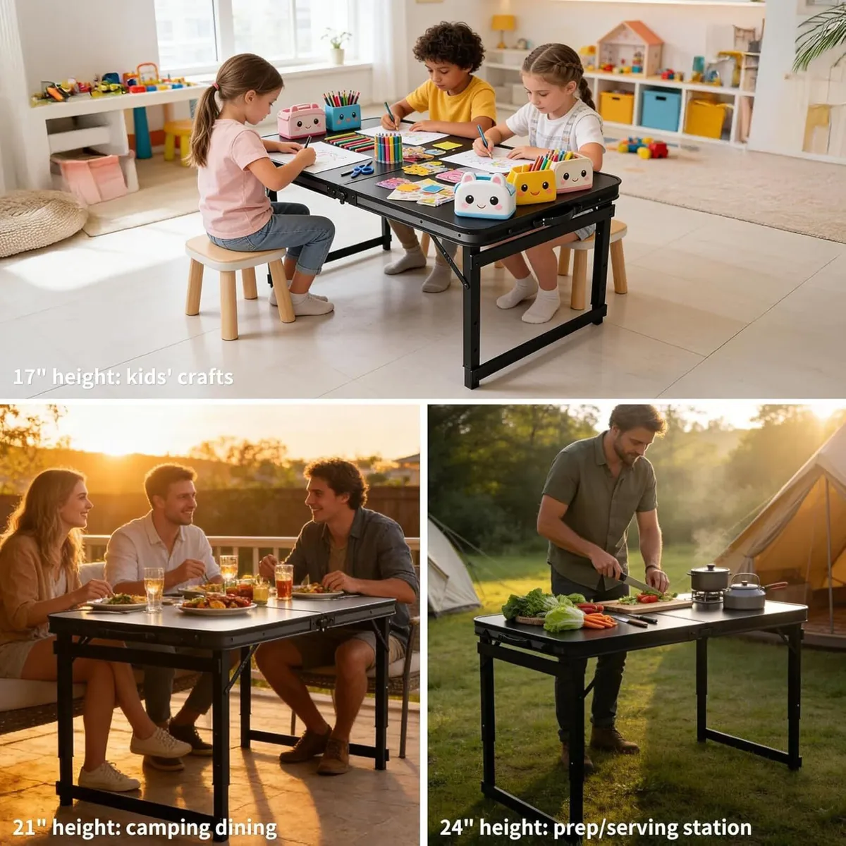 Compact Folding Table 100x60cm (3.3ft) 3-Height - Image 4