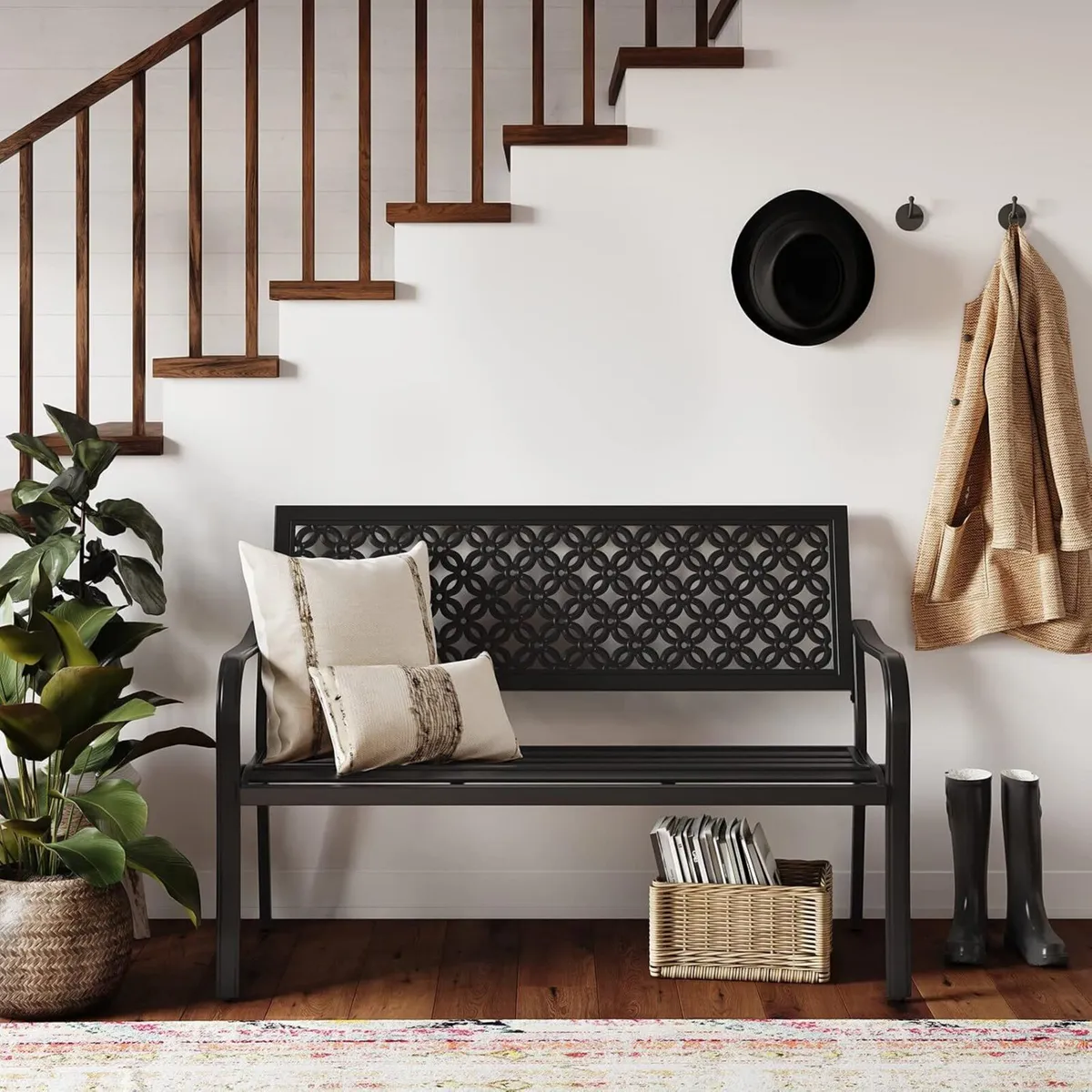 Garden Bench Outdoor with 2-3 Seater Rust - Image 4