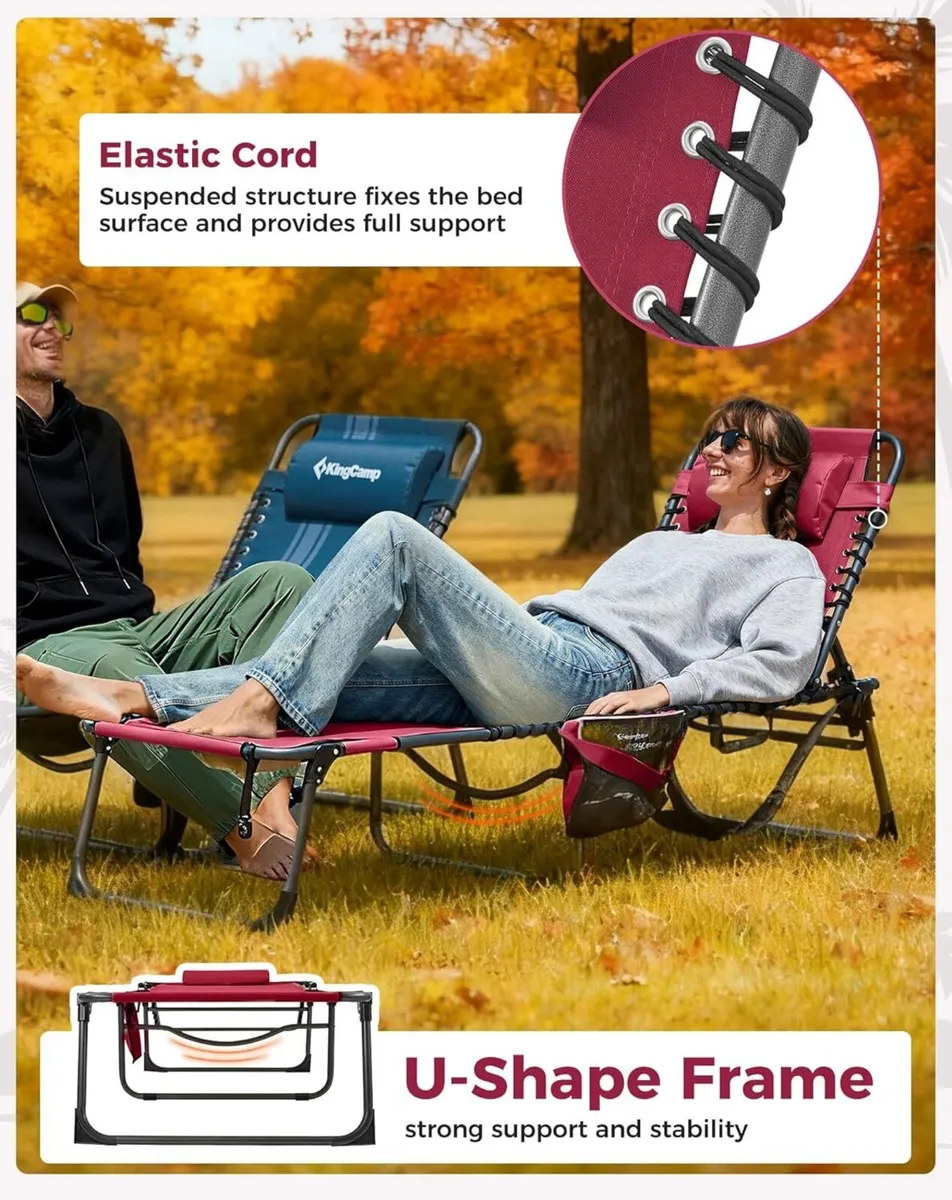 Camp Beds for Adults Sun Lounger 5-Position - Image 4