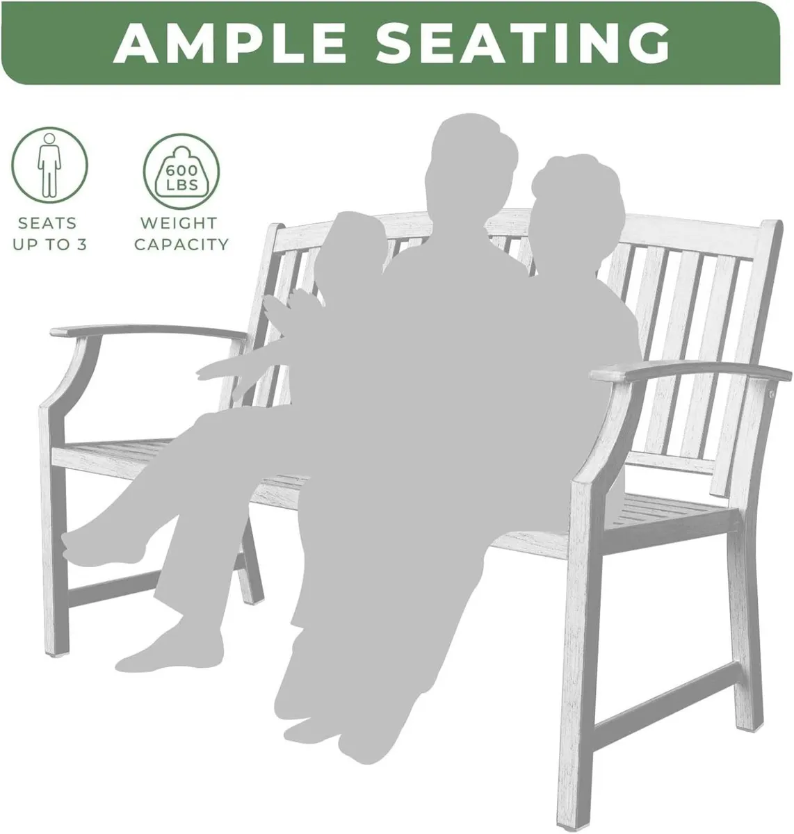 Garden Bench Outdoor with Anti-Rust Steel Metal - Image 3