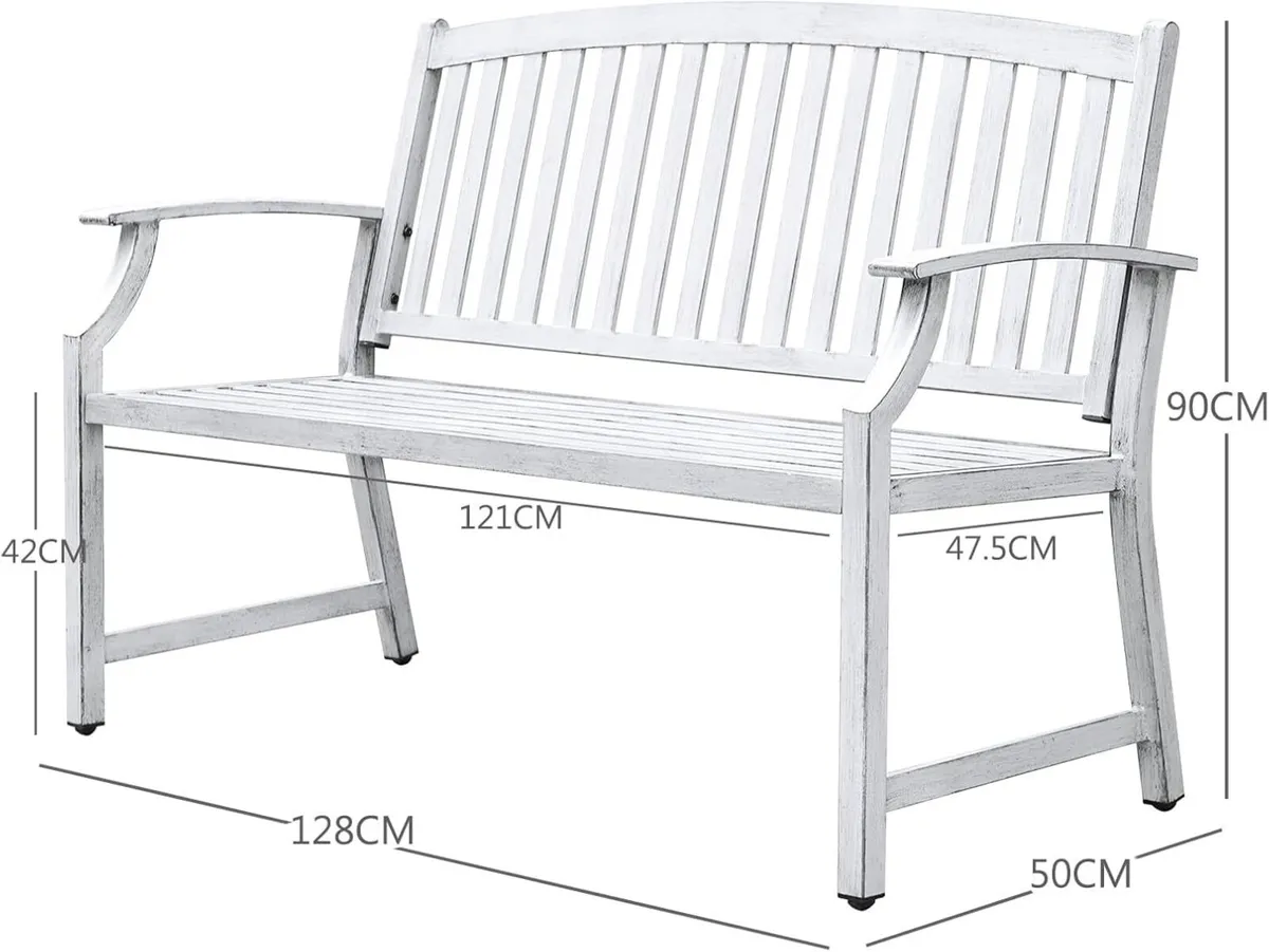 Garden Bench Outdoor with Anti-Rust Steel Metal - Image 2