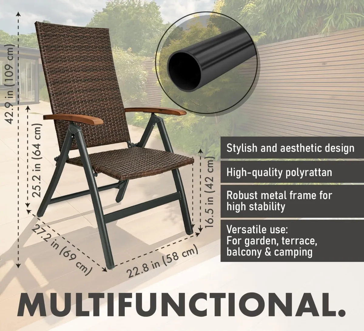 Modena High-Back Dining Chair - Poly-Rattan - Image 2