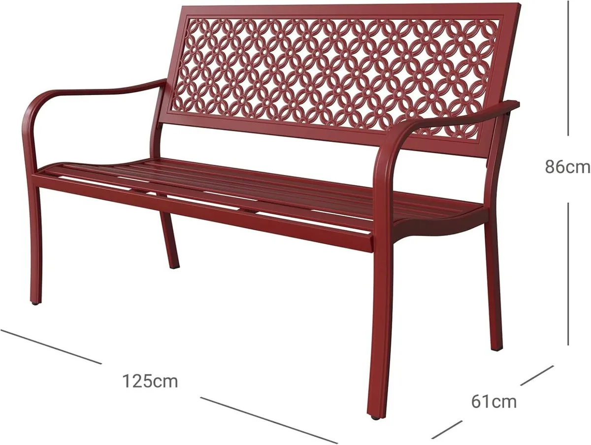 Garden Bench Outdoor with 2-3 Seater Rust - Image 3