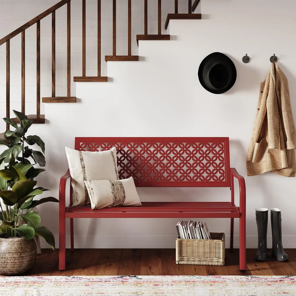 Garden Bench Outdoor with 2-3 Seater Rust - Image 4