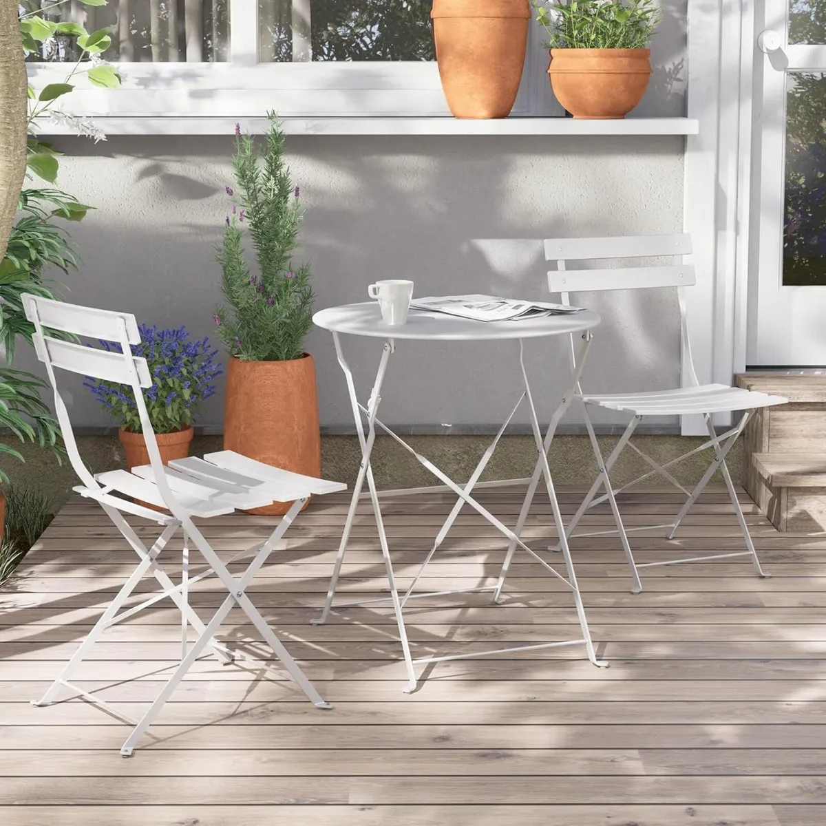 Bistro Set 3 Pieces Garden Furniture Folding 2 - Image 1