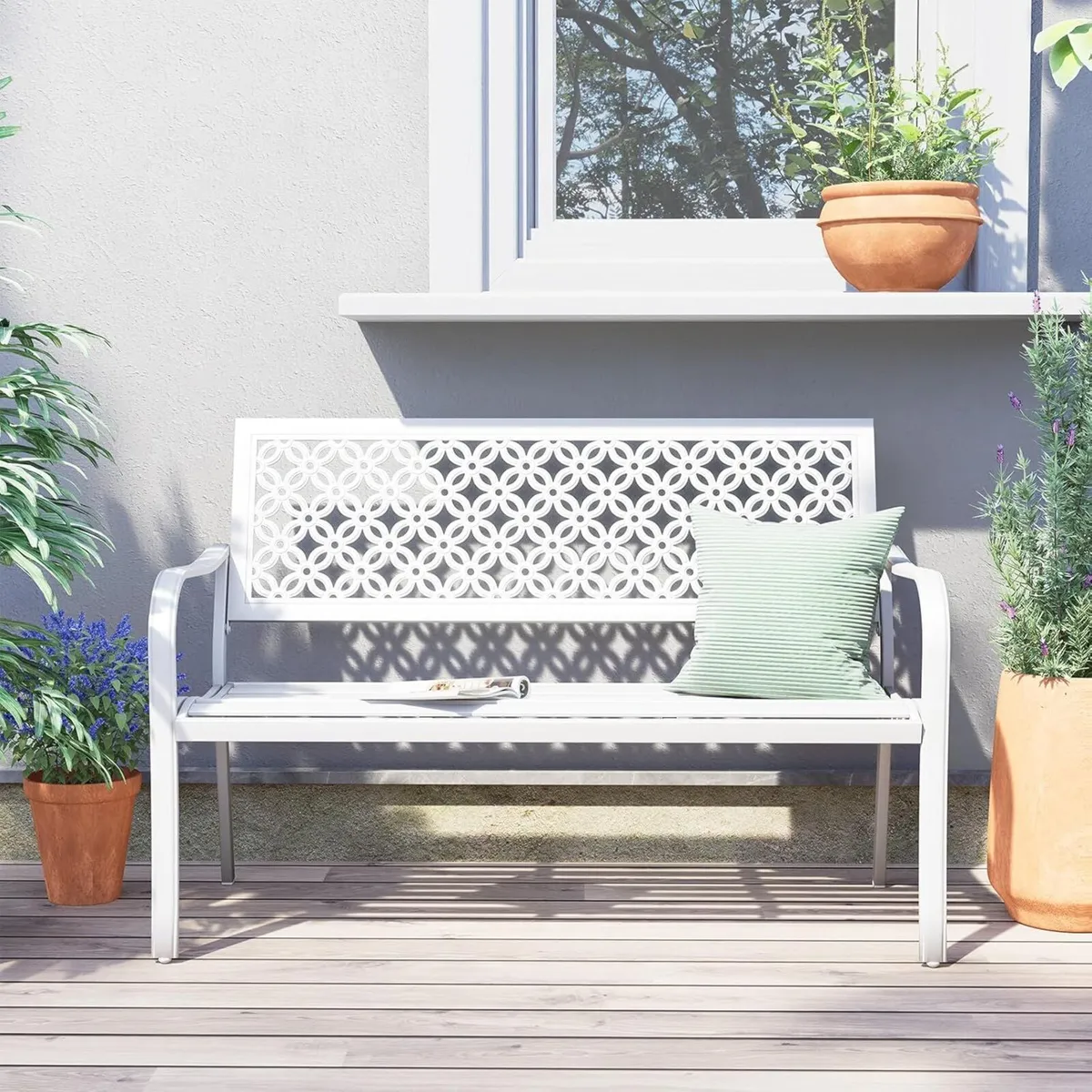 Garden Bench Outdoor with 2-3 Seater Rust - Image 2