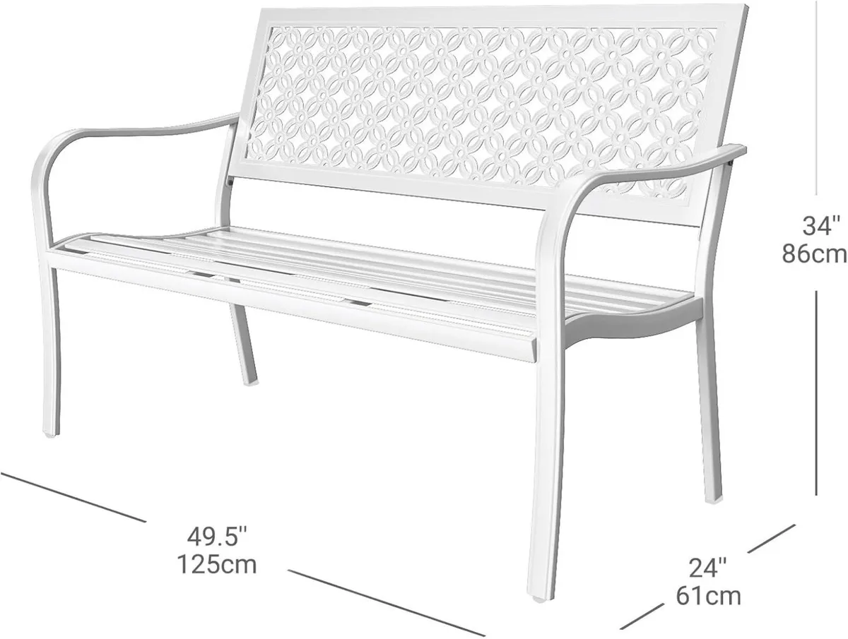 Garden Bench Outdoor with 2-3 Seater Rust - Image 3