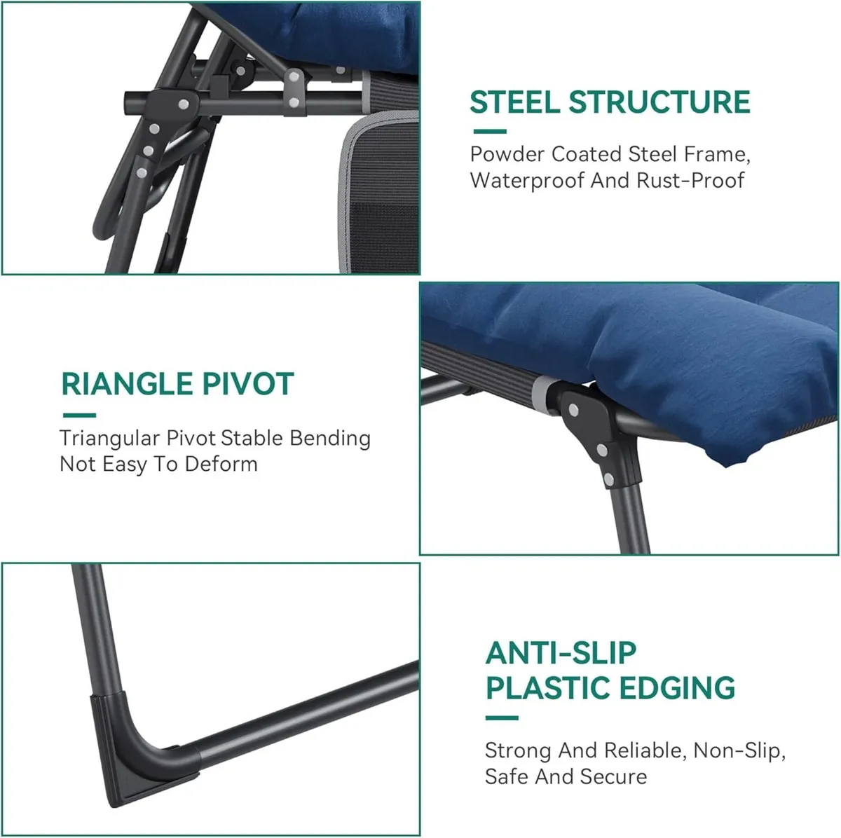 Reclining Sun Lounger Set of 2 with Cushion - Image 4