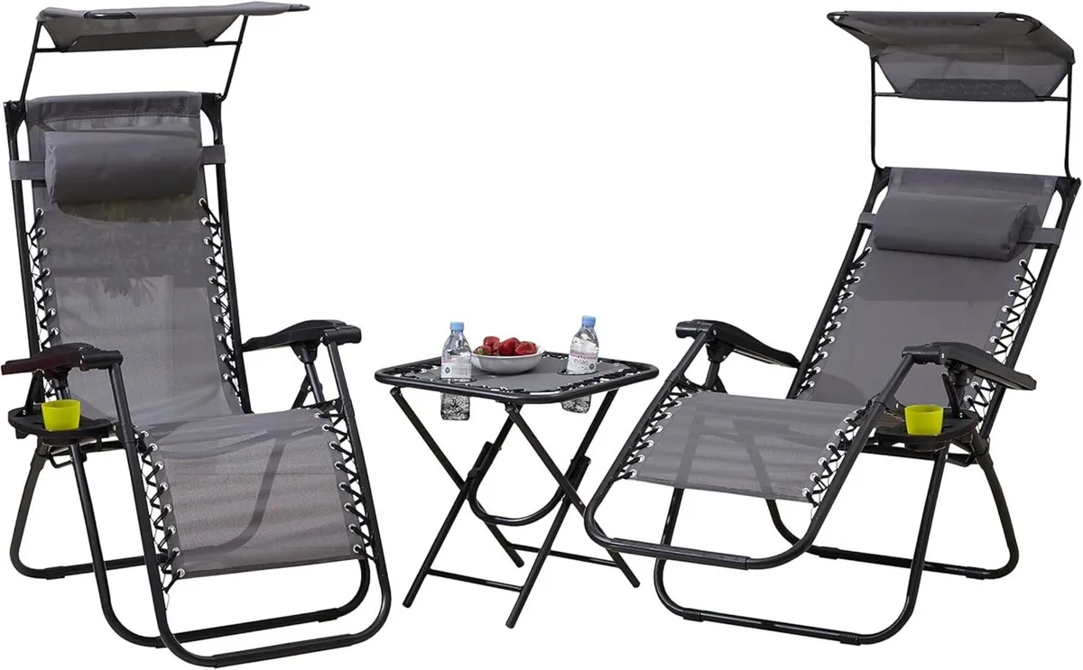 3pcs Folding Portable Zero Gravity Chairs Sun - Image 1