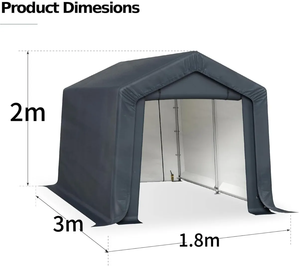 3x2x1.8m Portable Storage Shed Garden Tent with - Image 3