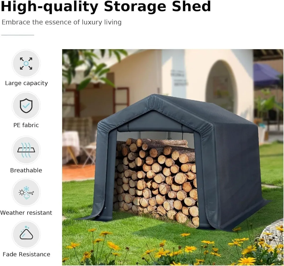 3x2x1.8m Portable Storage Shed Garden Tent with - Image 4