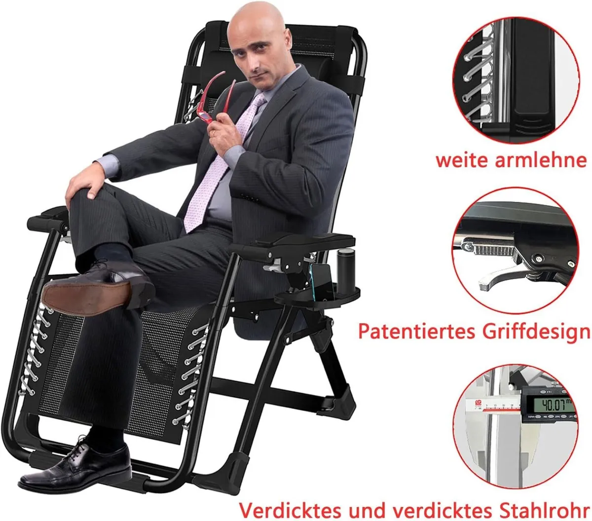 Garden Lounger Folding Camping Chair Outdoor - Image 4