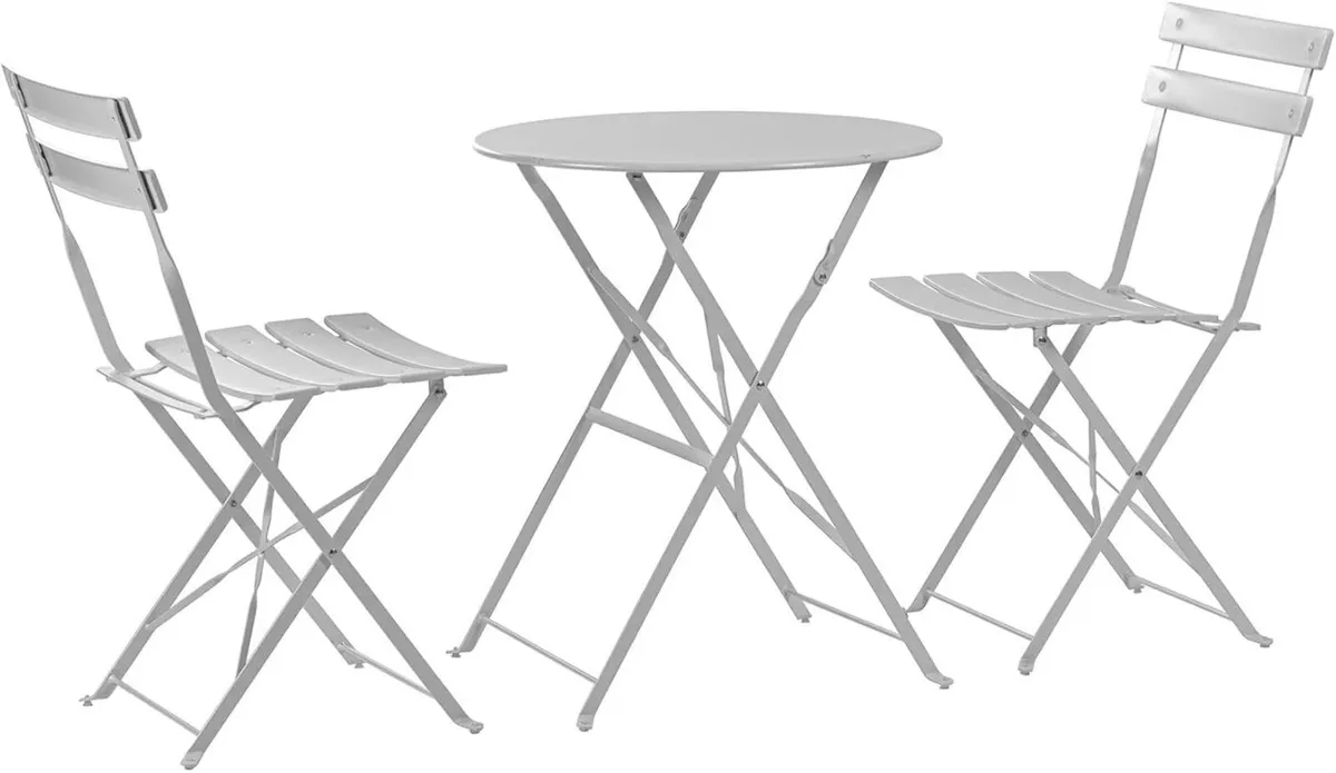 2 Seater White Round Bistro Garden Table and - Image 1