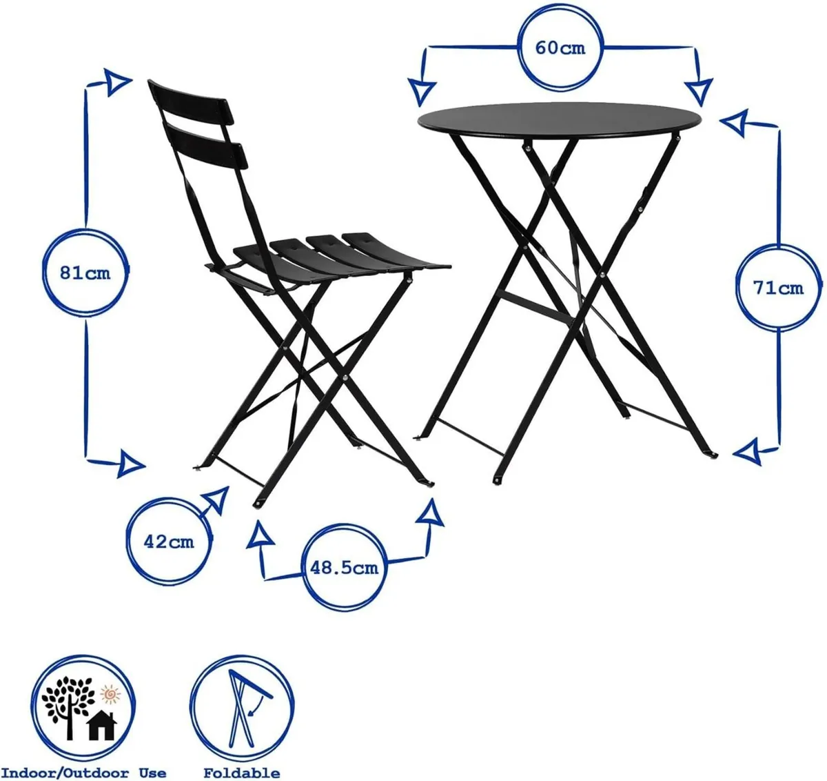 2 Seater White Round Bistro Garden Table and - Image 3