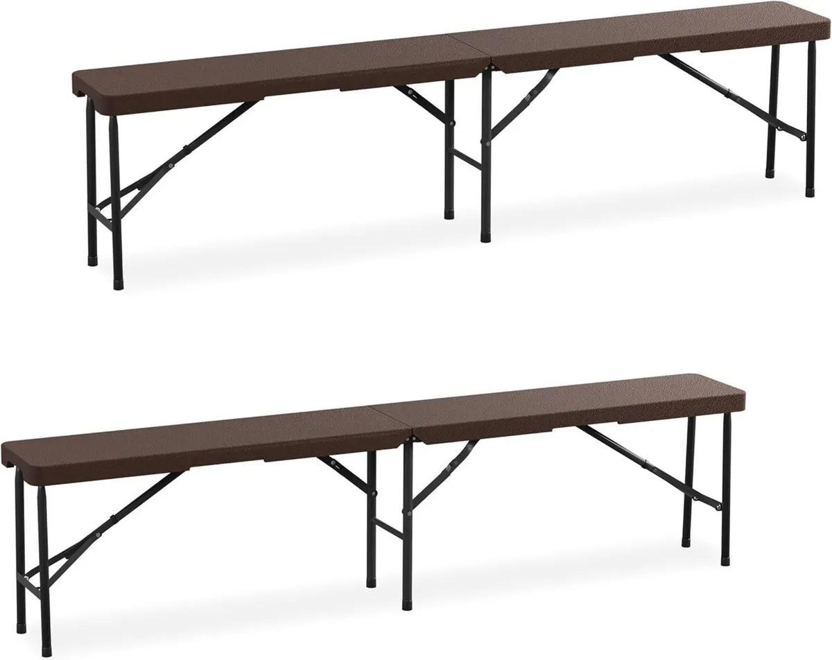 Set of 2 Picnic Benches Foldable for Pub Garden - Image 1