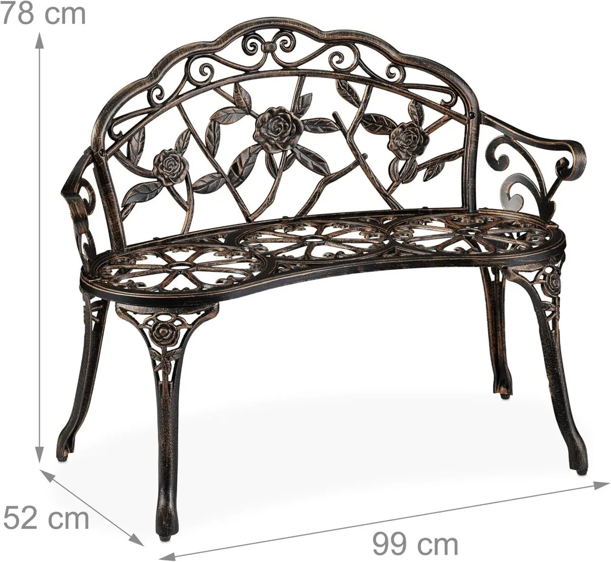 garden bench 2-seater detailed with roses outdoor - Image 3