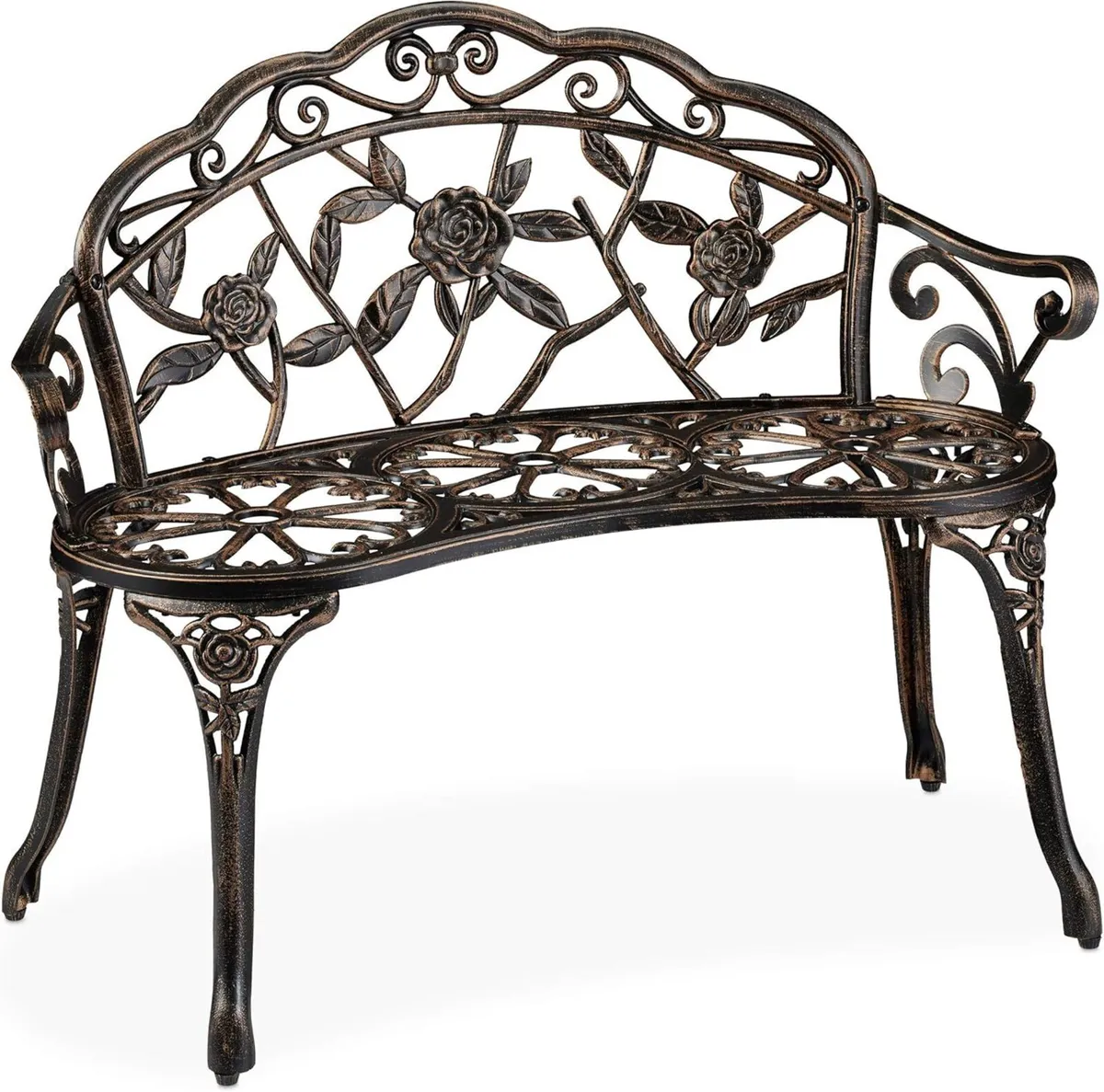 garden bench 2-seater detailed with roses outdoor - Image 1