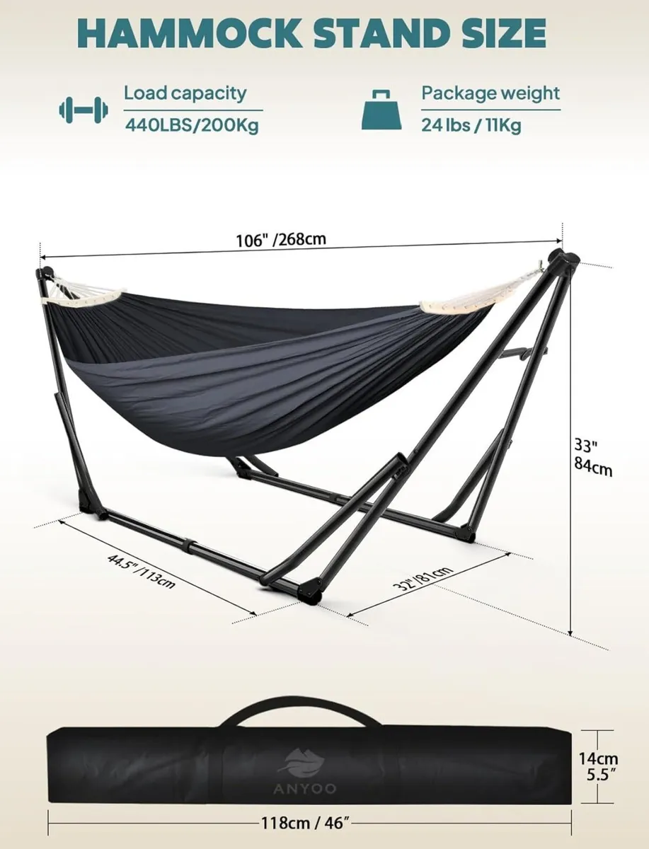 Hammock Hanging Chair with Foldable Stand Dual - Image 3