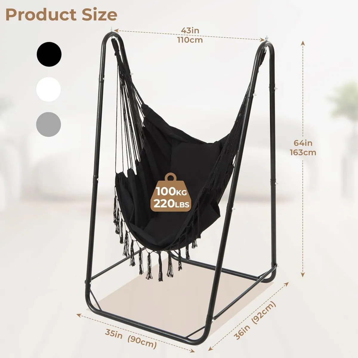 U-Shaped Hammock Chair with Stand Heavy-Duty - Image 2