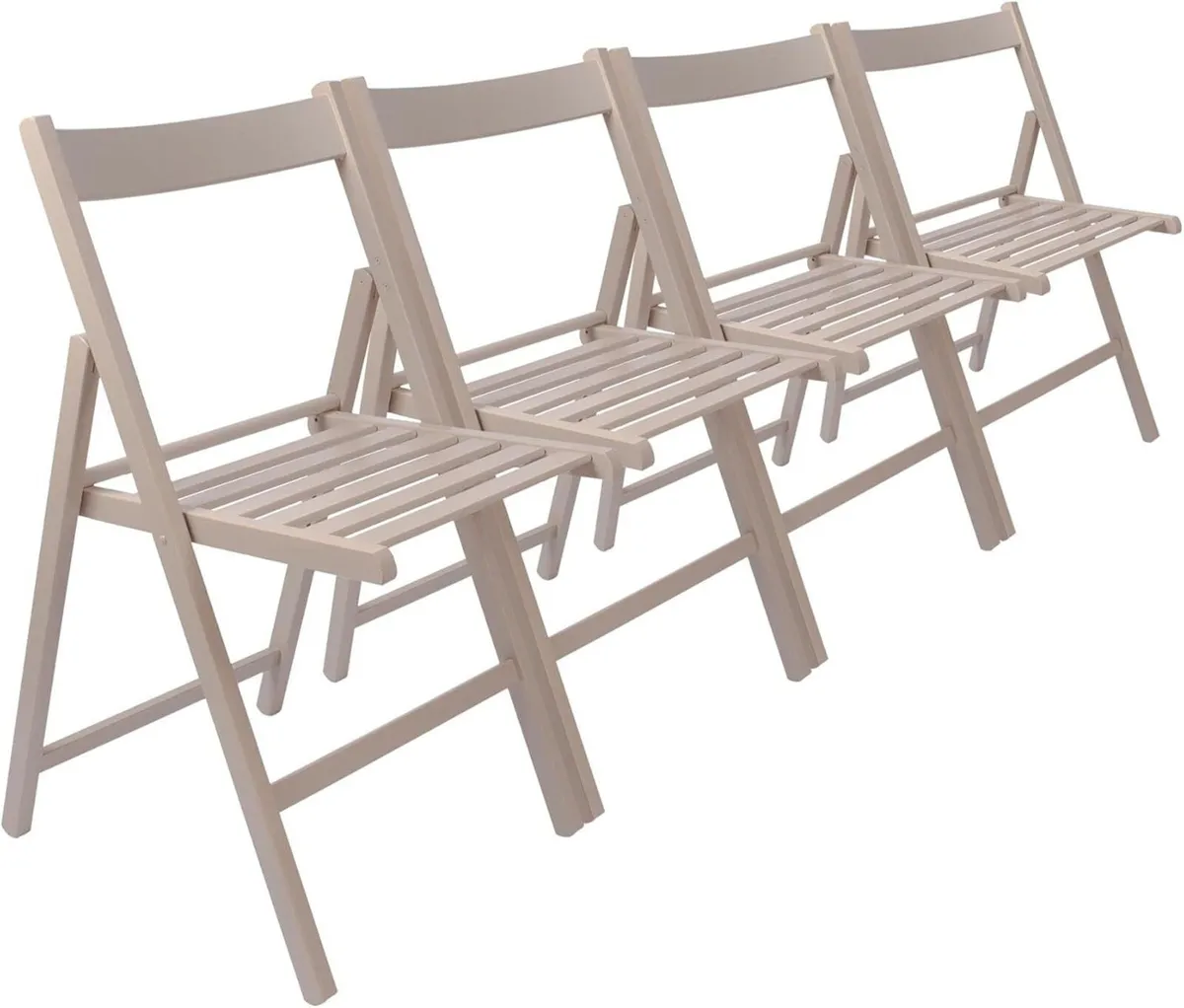 Beech Wood Folding Chairs - Dove Grey 4x Wooden - Image 1