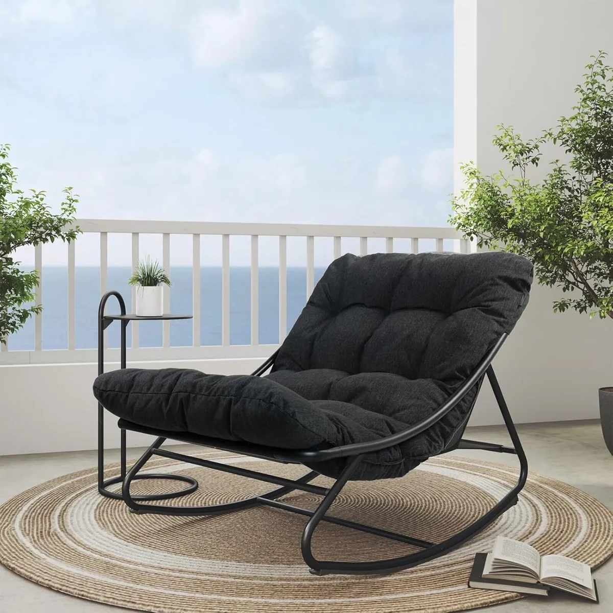 Rocking Chair with Side Table Garden Lounge - Image 2