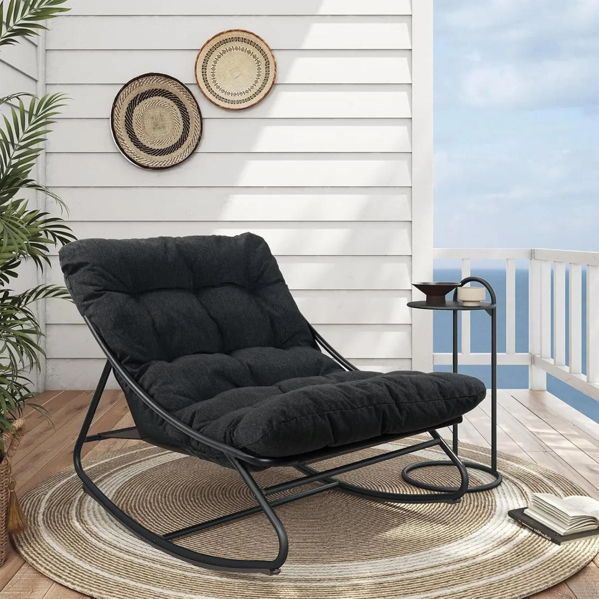 Rocking Chair with Side Table Garden Lounge - Image 4