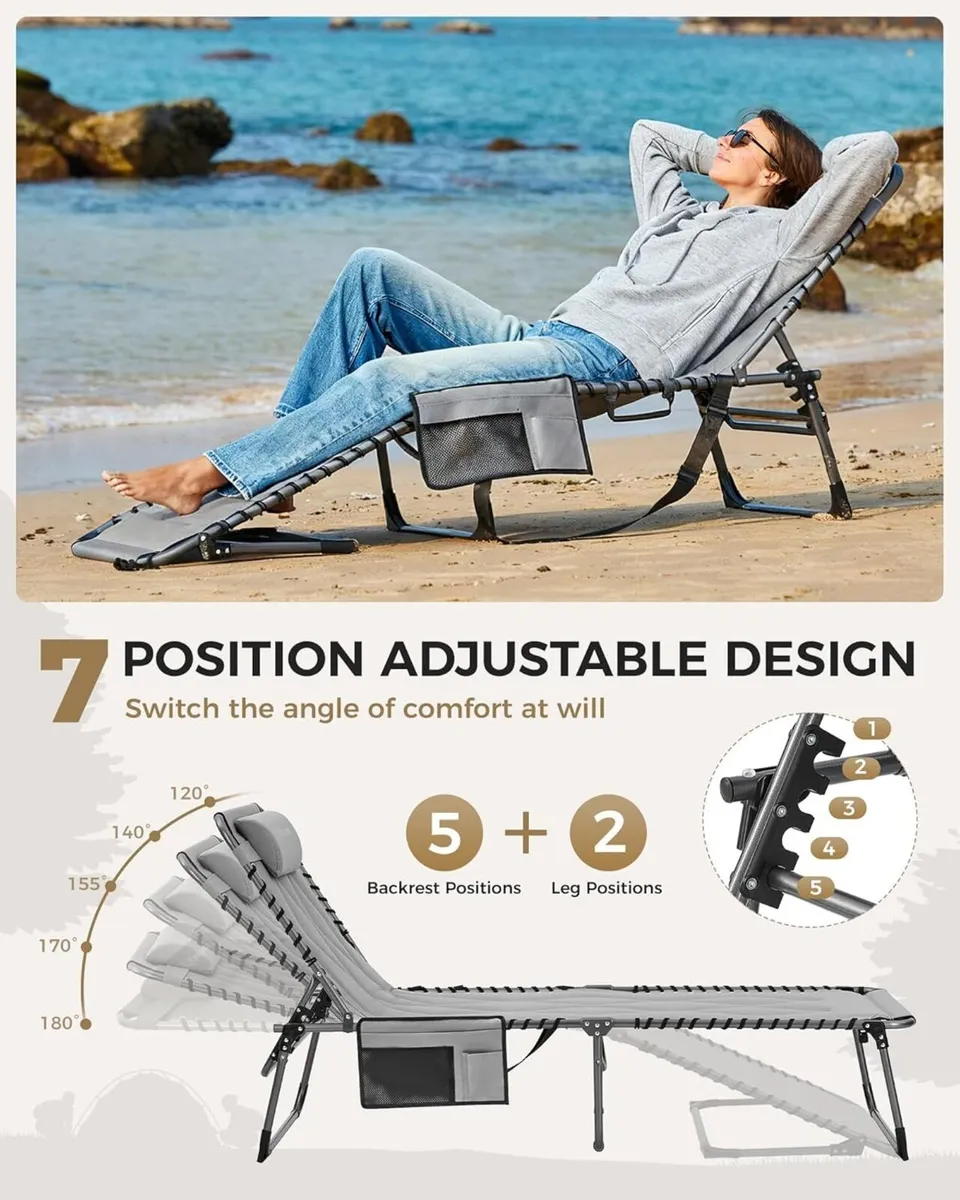 Oversize Padded Sun Lounger Garden 5-Position - Image 4