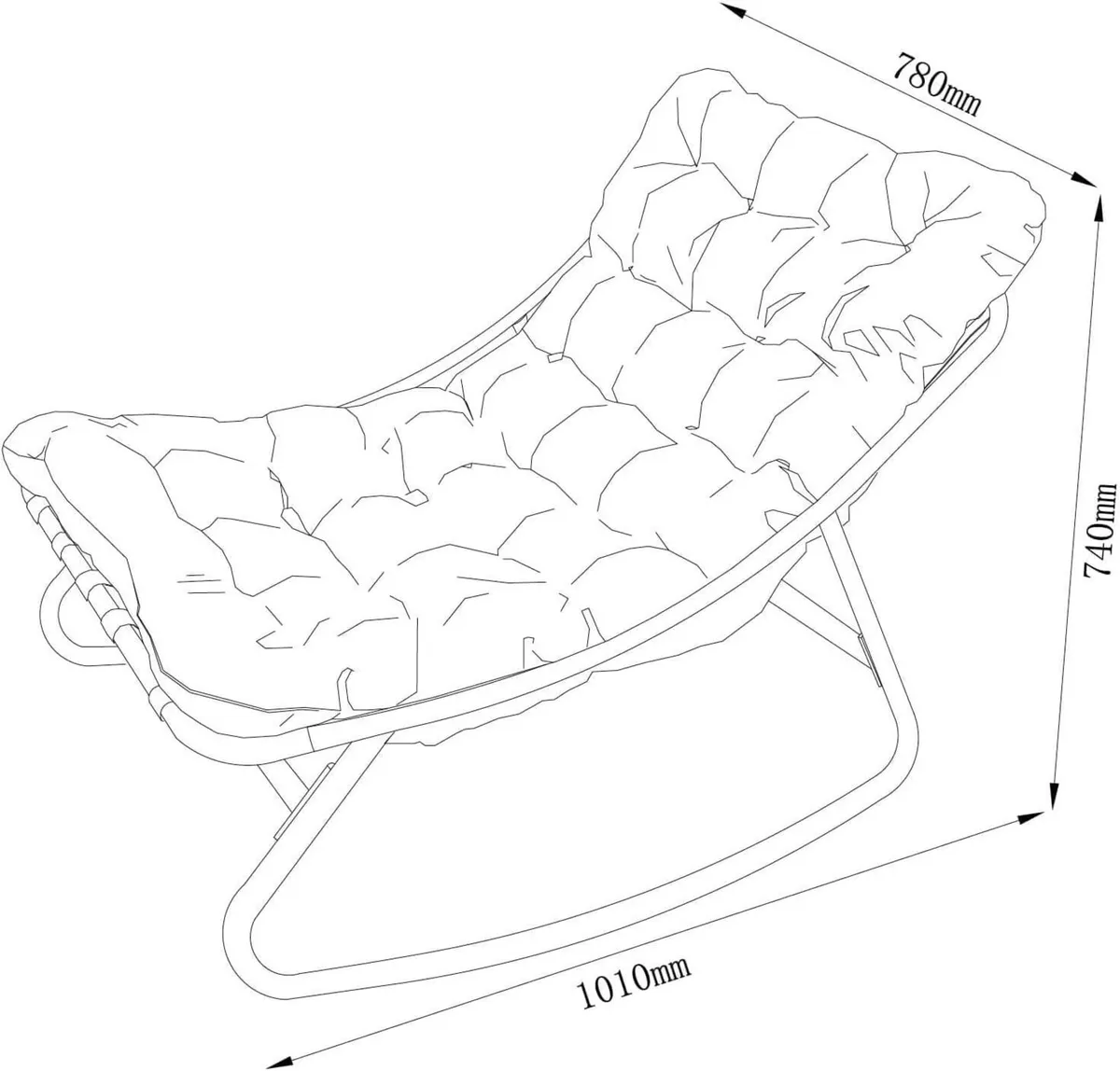 Large Rocking Chair Outdoor Relax Grey White - Image 3