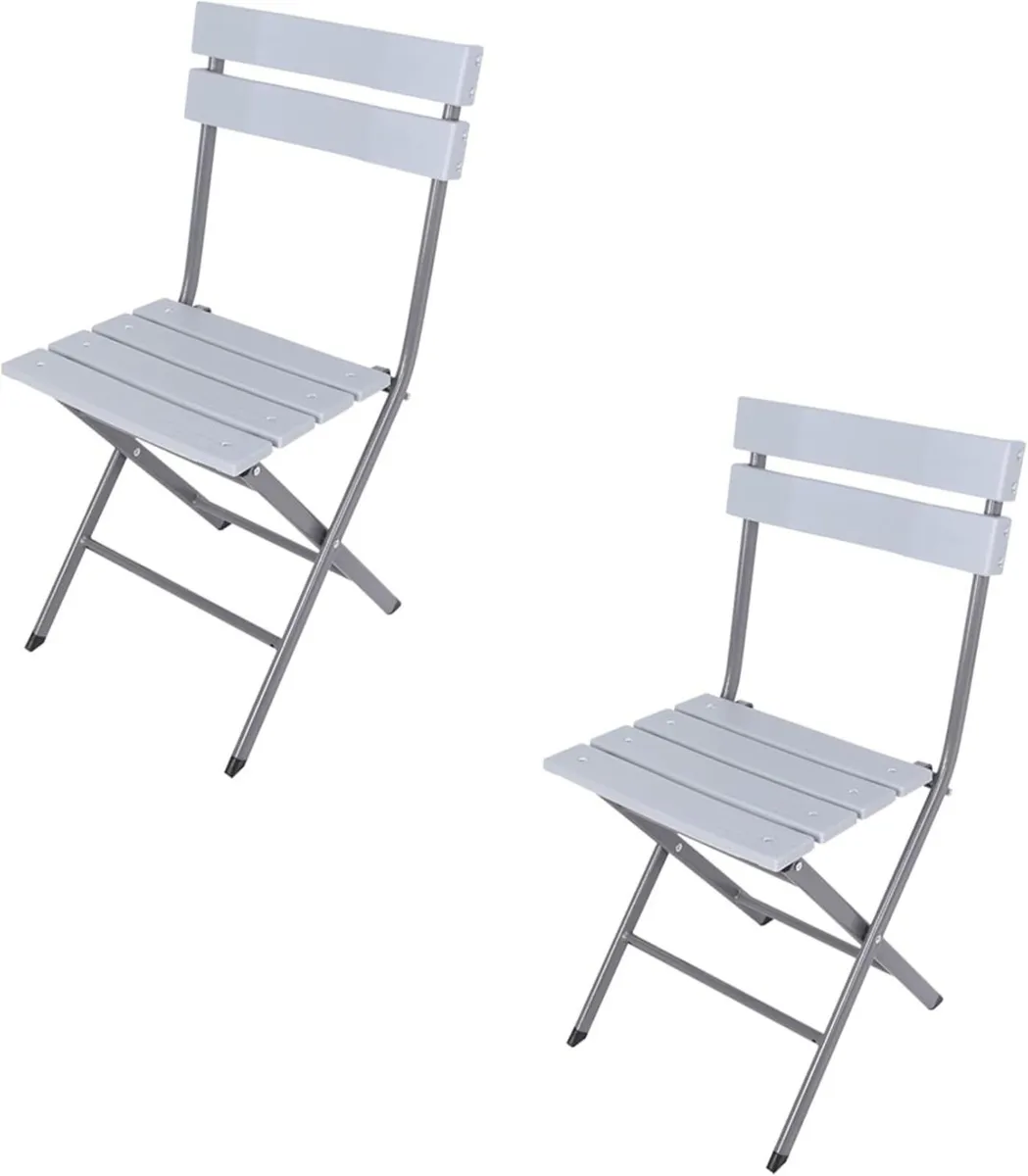 Set 2 Outdoor Chairs Folding Plastic Steel Light - Image 1