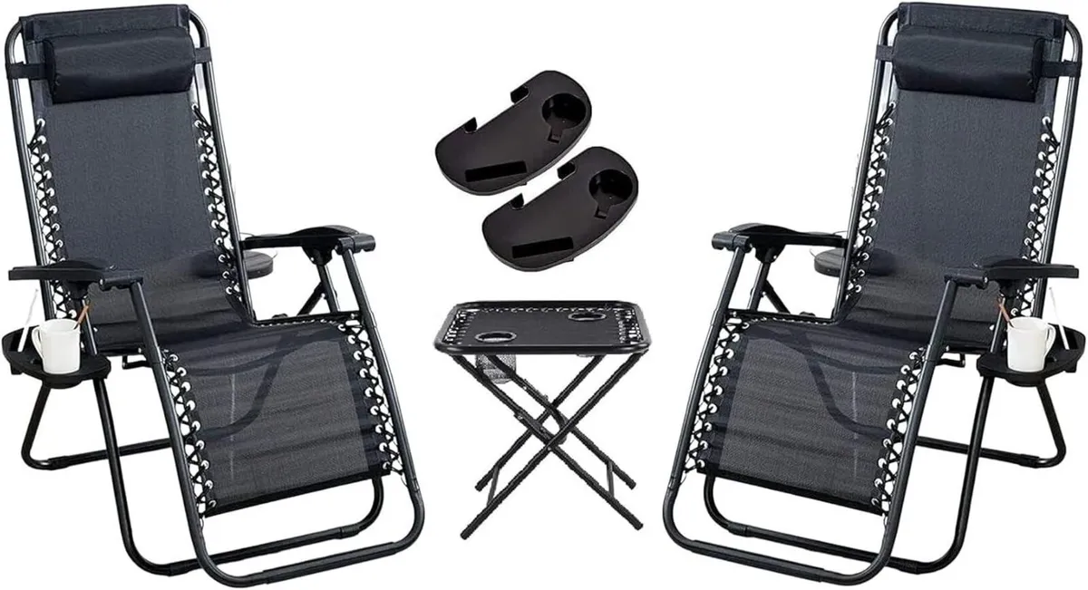 Sun Loungers Set of 2 Zero Gravity Chairs with - Image 1