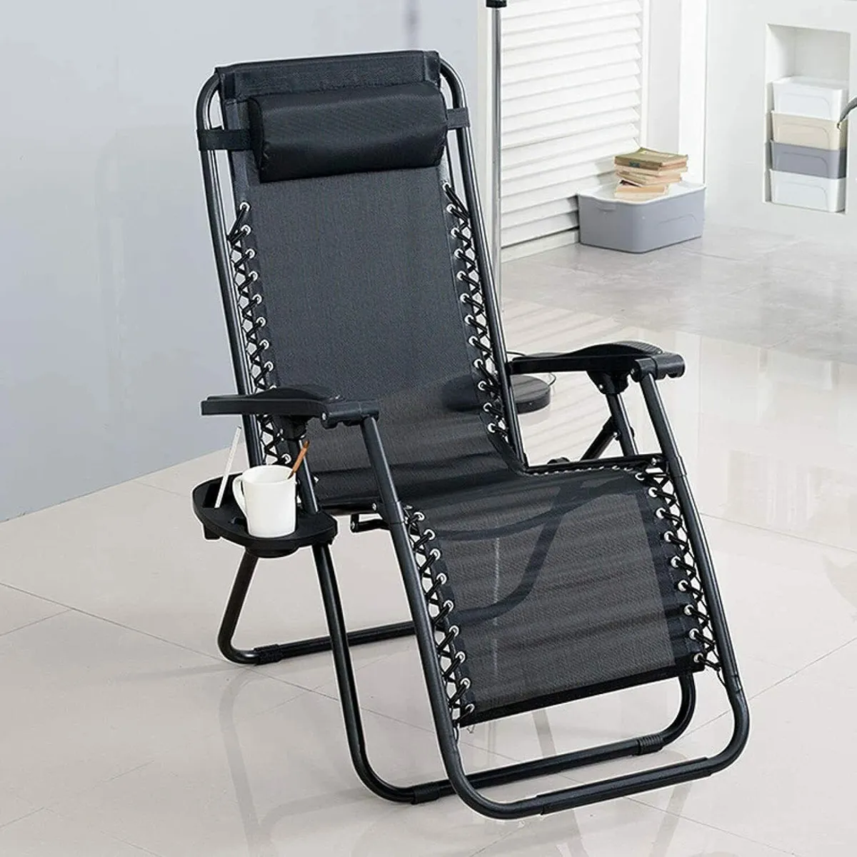 Sun Loungers Set of 2 Zero Gravity Chairs with - Image 2